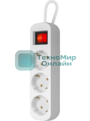 Удлинитель Defender S350 белый 5.0 м, 3 розетки 