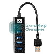USB-концентратор 4-в-1 ExeGate DUB-4TP (кабель-адаптер USB3.0 --> 4xUSB3.0, Plug&Play, черный)