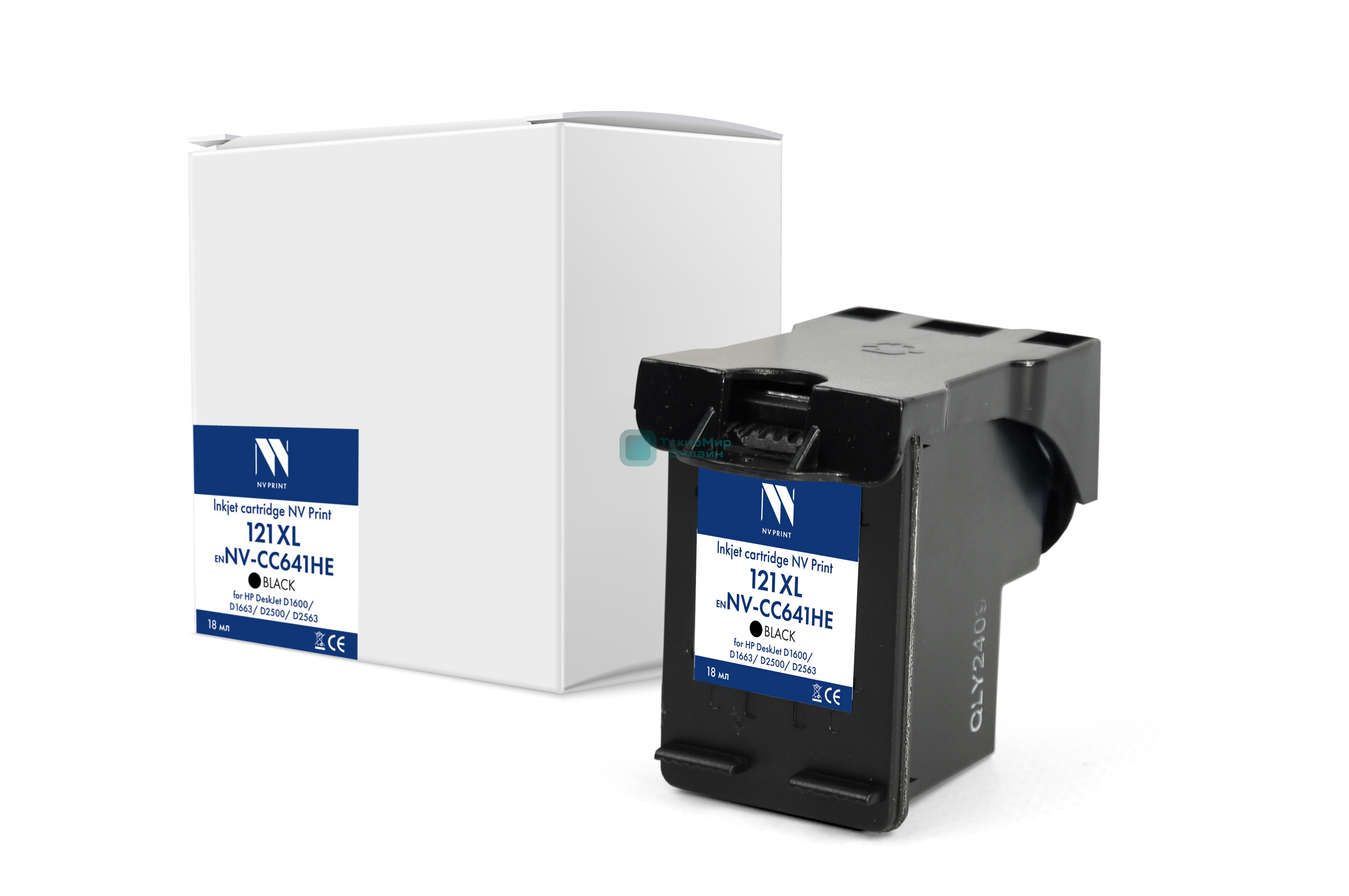 Картридж струйный NVPrint 121XL (NV-CC641HE) черный для HP DeskJet D1600/D1663/D2500/D2563/D2663/D5563/F2423/F2486/F2493/F4213/F4275/F4280/F4283/F4583 (18 мл) совместимый