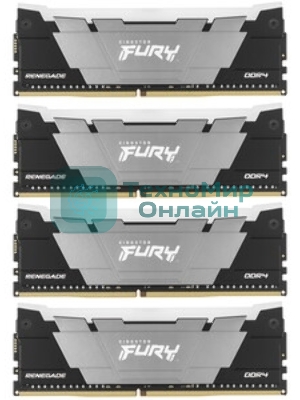 Оперативная память Kingston Fury Renegade, DDR4, 128GB (4x32GB), 3200MHz, CL16, DIMM, радиатор, черный