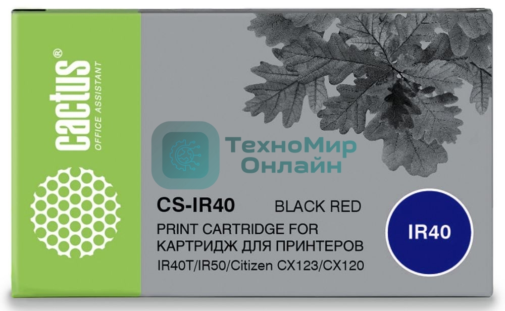 Картридж матричный Cactus CS-IR40 черный/красный (300 000 знаков) для Citizen IR40T/IR50/Citizen CX123/CX120