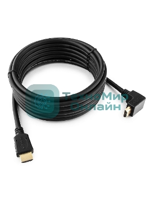 Кабель Cablexpert HDMI CC-HDMI490-15, 19M/19M, v2.0, медь, позол.разъемы, экран, угловой, 4.5м, черный, пакет