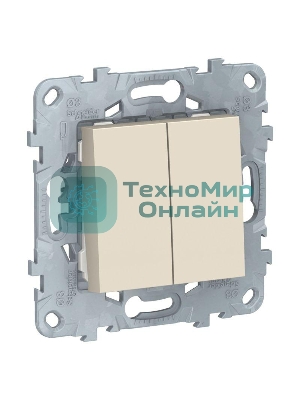 Переключатель 2-кл. UNICA NEW 2х(сх.6) 10AX 250В беж. SchE NU521344