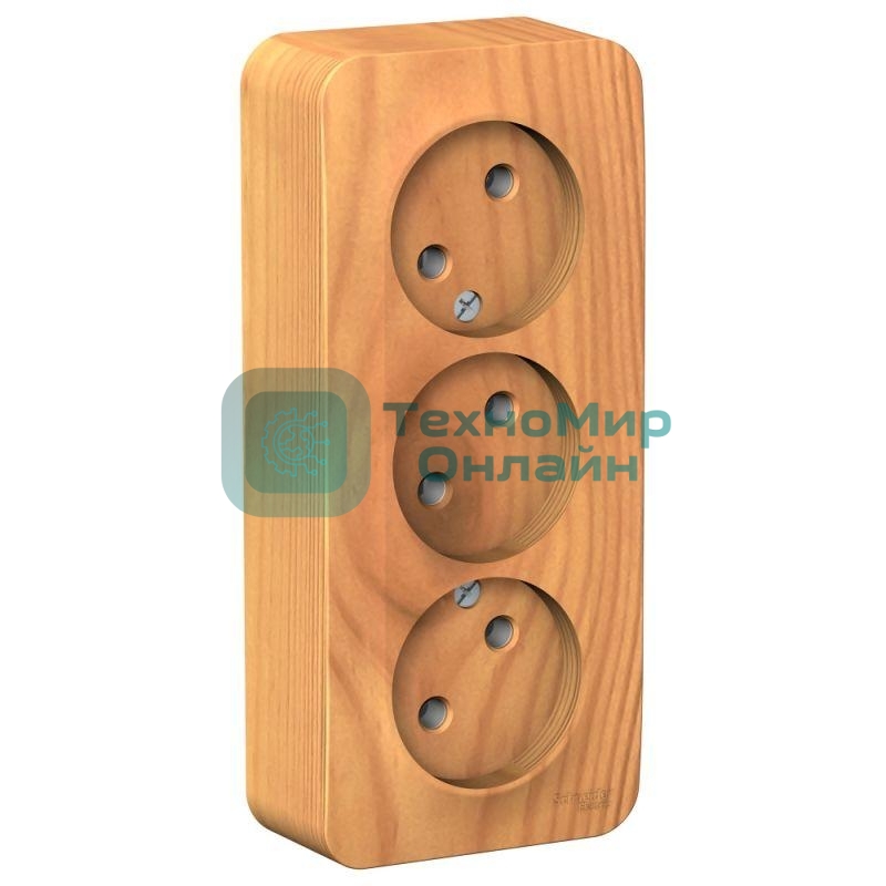 Розетка 3-ая б/з без шторок 16А, 250В, изолир. пластина SE Blanca наруж Ясень