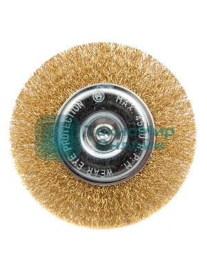 Щетка Matrix для дрели 100 мм, плоская со шпилькой, латунированная витая проволока