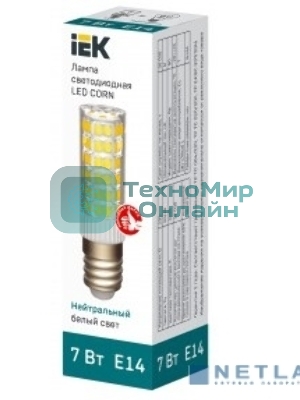 Лампа светодиодная IEK LLE-CORN-7-230-40-E14 CORN 7Вт капсула 4000К E14 230В керамика