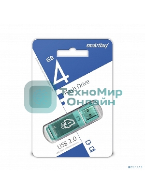 Флешка USB Smartbuy Glossy series Green (SB4 GbGS-G), 4Gb, USB 2.0, R/W 25/15, зеленый