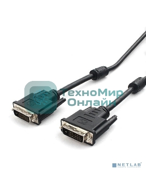Кабель DVI-D dual link Cablexpert CC-DVI2L-BK-10M, 25M/25M, 10м, черный, экран, феррит.кольца, пакет
