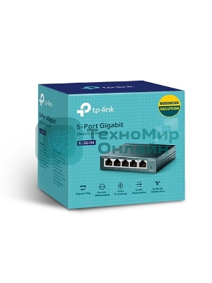 Коммутатор TP-Link SOHO TL-SG105 5-port Desktop Gigabit Switch, 5 10/100/1000M RJ45 ports, metal case