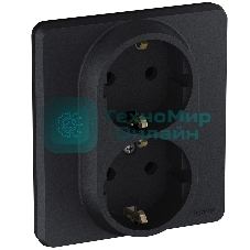 Розетка 2 x 2К+З немецкий стандарт 16А 250 В антрацит