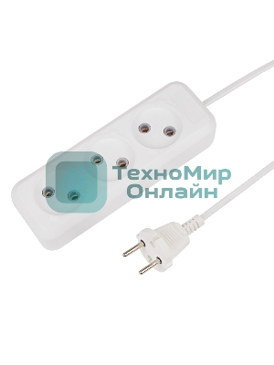 Удлинитель Rexant 3 гнезда, 5 м, 2х0.75 мм², б/з, белый (Сделано в России)