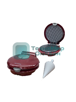Вафельница Willmark WM-103R (1 круглая ваф. форма, терморегулятор, 750Вт, конус для морож., красная)