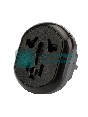 Переходник питания универсальный Cablexpert 6в1 A-AC-UKEU-003B, с вилки A,B,(C),F,E,G,I в F,E, 16А, термостойкий PС пластик, черный, пакет