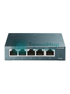 Коммутатор TP-Link SOHO TL-SG105 5-port Desktop Gigabit Switch, 5 10/100/1000M RJ45 ports, metal case