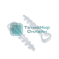 Дюбель-хомут d6х14 мм для плоского кабеля полипропилен белый (уп. 50 шт) EKF plc-cd-6x14w