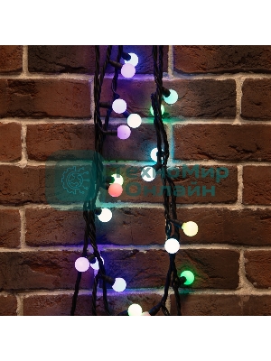 Гирлянда Neon-night Мультишарики Ø17,5 мм, 10 м, черный каучук, 80 LED, цвет RGB