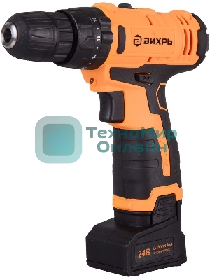 Дрель-шуруповерт Вихрь ДА-24Л-2кУ, 24 В, 2 Ач, 55 Нм, щеточный, ударный