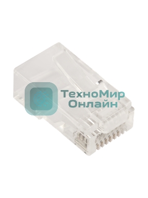 Коннектор LANMASTER RJ45 тип EZ, 8P8C, UTP, Cat.5e, универсальный, со вставкой, покрытие 50 микрон,100 шт.