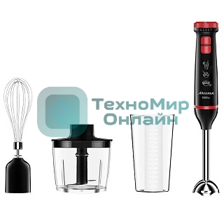 Блендер АКСИНЬЯ КС-307В черный с красным: 1000Вт, нож из нерж. стали,2 скорости,