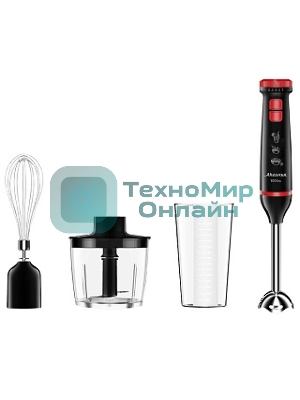 Блендер АКСИНЬЯ КС-307В черный с красным: 1000Вт, нож из нерж. стали,2 скорости,