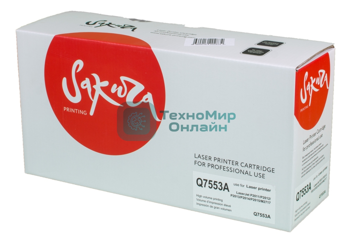 Картридж лазерный Sakura Q7553A для HP LaserJet P2011/P2012/P2013/P2014/P2015/M2717, черный, 3000 к.