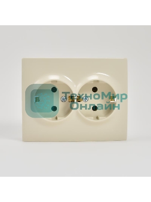 Розетка 2-м СП KARINA термопласт с заземл. крем. LEZARD 707-0300-127B