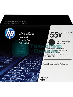 Картридж лазерный набор из 2 шт HP LaserJet CE255XD черный для LJ P3015(2 х 12500 стр)
