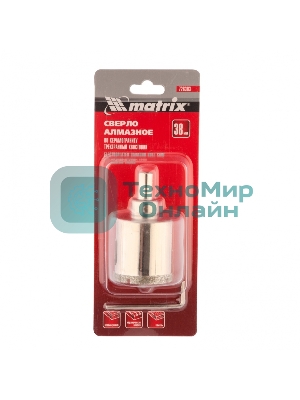 Сверло алмазное Matrix по керамограниту, 38 х 67 мм, 3-гранный хвостовик