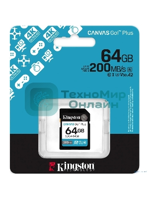 Флеш карта SDXC 64Gb Kingston SDG4/64Gb Canvas Go! Plus w/o adapter