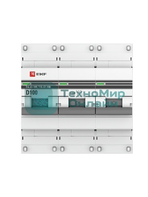 Выключатель автоматический модульный 3п D 100А 10кА ВА 47-100 PROxima EKF mcb47100-3-100D-pro