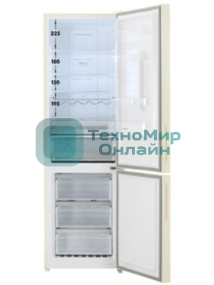 Холодильник Maunfeld MFF200NFBG Inverter бежевый двухкамерный 271/106 л морозилка снизу, No Frost