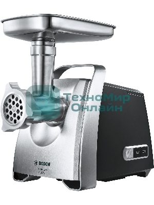 Мясорубка электрическая Bosch MFW68660 черный, 2200 Вт, 4.3 кг/мин, реверс, защита от перегрузки, металлический лоток, насадки - 10