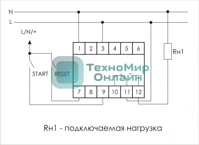 Реле времени PCS-516 (многофункц. (вход: START/RESET) 230В 8А 1перекл. IP20 монтаж на DIN-рейке)(аналог РВО-1М) F&F EA02.001.013