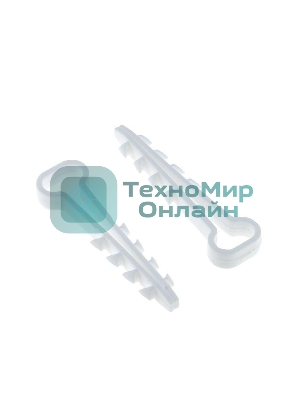 Дюбель-хомут d6х12 мм для плоского кабеля полипропилен белый (уп. 50 шт) EKF plc-cd-6x12w