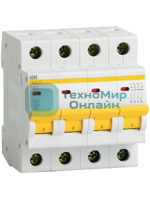 Выключатель автоматический модульный 4п C 16А 4.5кА ВА47-29 IEK MVA20-4-016-C