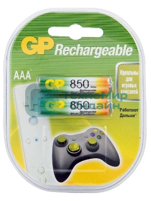 Аккумулятор GP Rechargeable (GP 85AAAHC-2CR2) NiMH 85AAAHC 850mAh, 2 шт AAA, 850мАч (2 шт. в уп-ке)