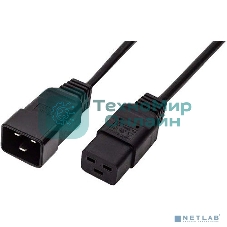 Кабель питания Filum С19-C20, 3х1.5мм, 220В, 16A, чёрный, 3м (FL-PC16-C19-C20-3M)