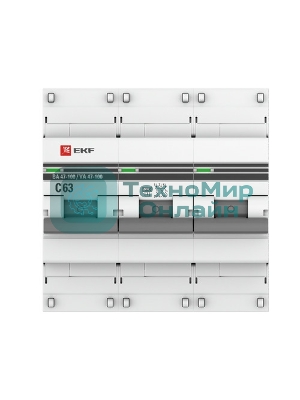 Выключатель автоматический EKF mcb47100-3-63C-pro 3P 63А (C) 10kA ВА 47-100 EKF PROxima