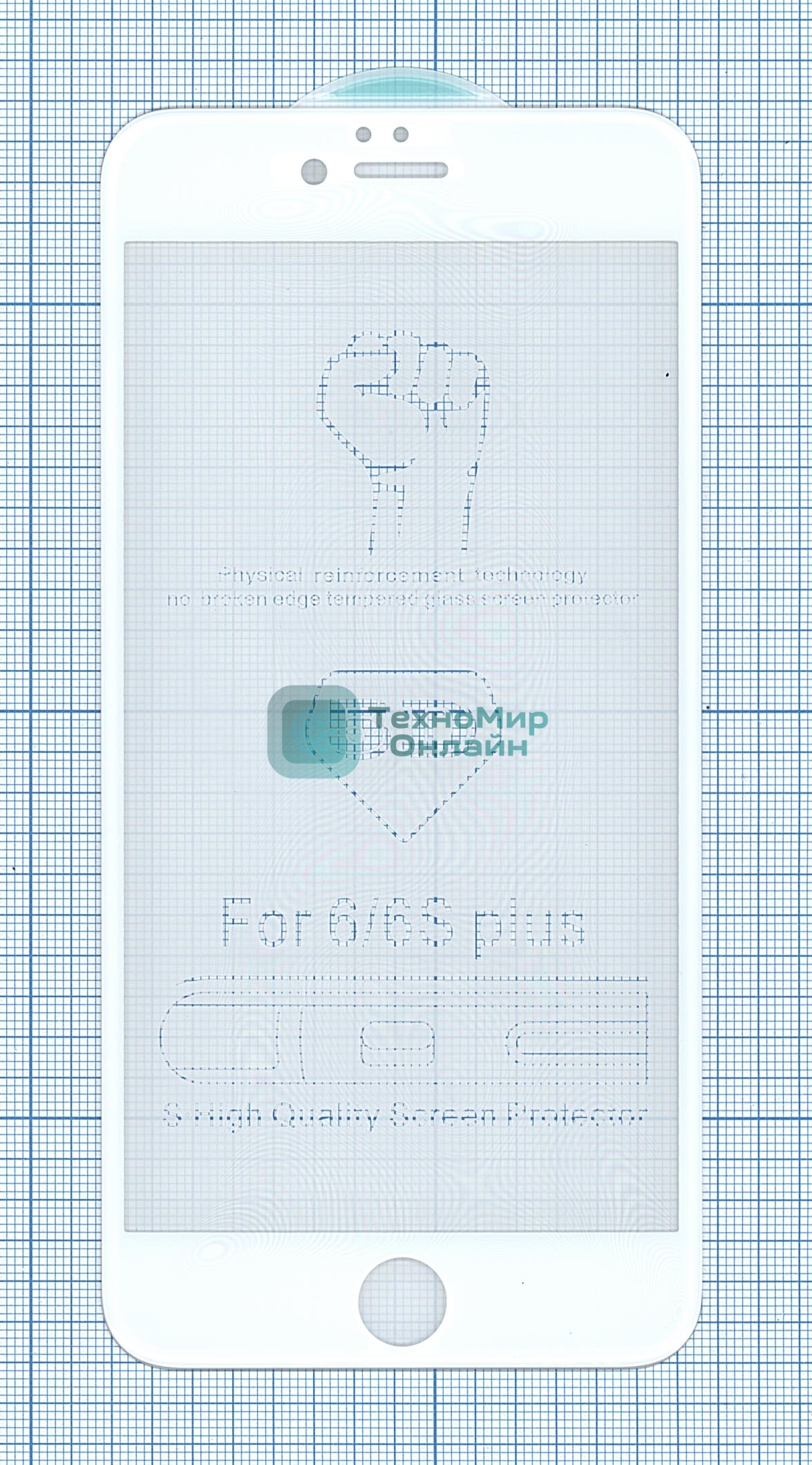 Защитное стекло 5D для iPhone 6/6S Plus белый