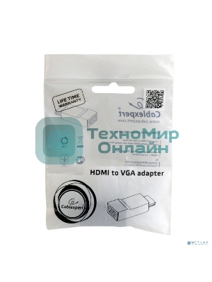 Переходник Gembird Переходник HDMI-VGA Cablexpert A-HDMI-VGA-001, 19M/15F