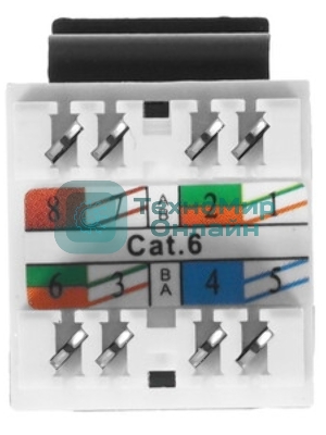 Модуль Keystone RJ45, Cat.6, UTP, 180 градусов, черный
