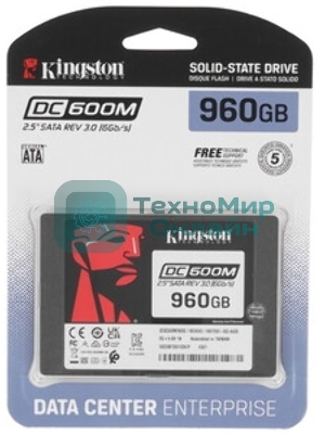Накопитель SSD Kingston DC600M, 960 Gb, SATA III, R/W 560/530 МБ/с