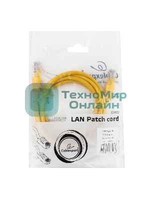 Патч-корд UTP Cablexpert cat.5e, 1.5м, литой, многожильный, желтый