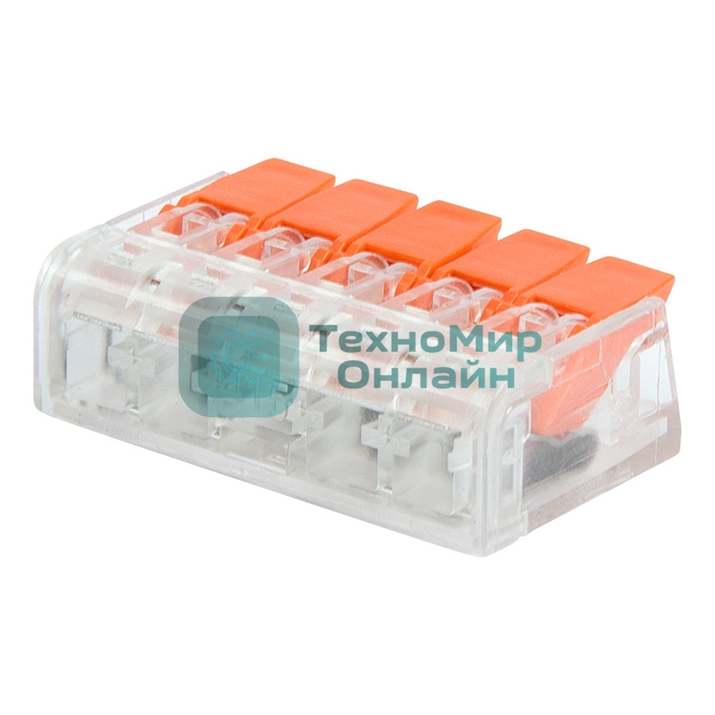 Универсальная компактная клемма Rexant 5-прoводная до 4,0 мм² (5 шт/уп)