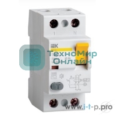 Выключатель дифференциального тока (УЗО) IEK MDV10-2-063-030 ВД1-63 2Р 63А 30мА IEK