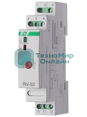Реле времени RV-02 (задержка выкл. (1-120сек) 230В 16А 1перекл. IP20 монтаж на DIN-рейке) F&F EA02.001.008