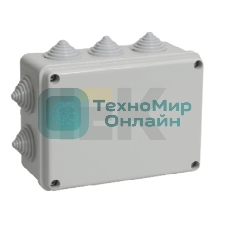Коробка КМ41241 распаячная IEK UKO10-150-110-070-K41-44 для о/п 150х110х70 мм IP44 (RAL7035, 10 гермовводов)